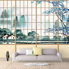 Wall Murals for Bedroom Japanese Grid Windows Removable Wallpaper Peel and Stick Wall Stickers - 66x96 inches