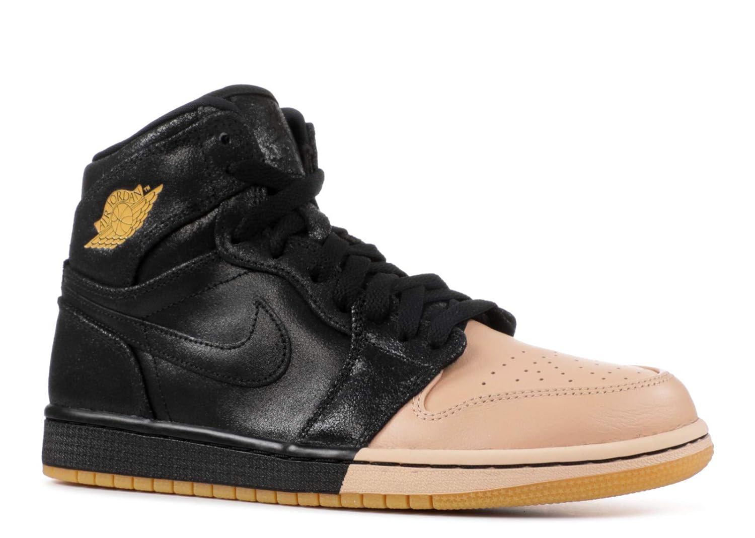 Amazon.com | Jordan Womens Air 1 Retro Hi Premium Leather Basketball Shoes Black | Shoes