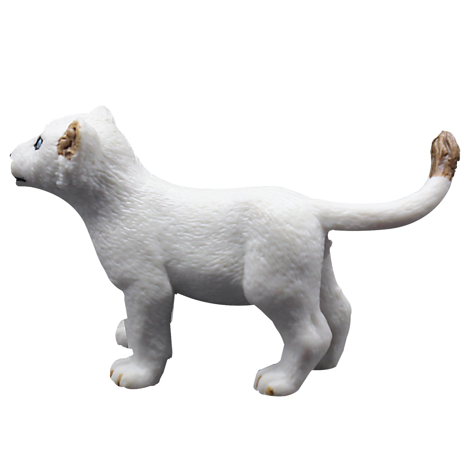 FUNSHOWCASE African Jungle Animals Running White Lion Cub Toy Figure Realistic Plastic Figurine Height 1.6-inch