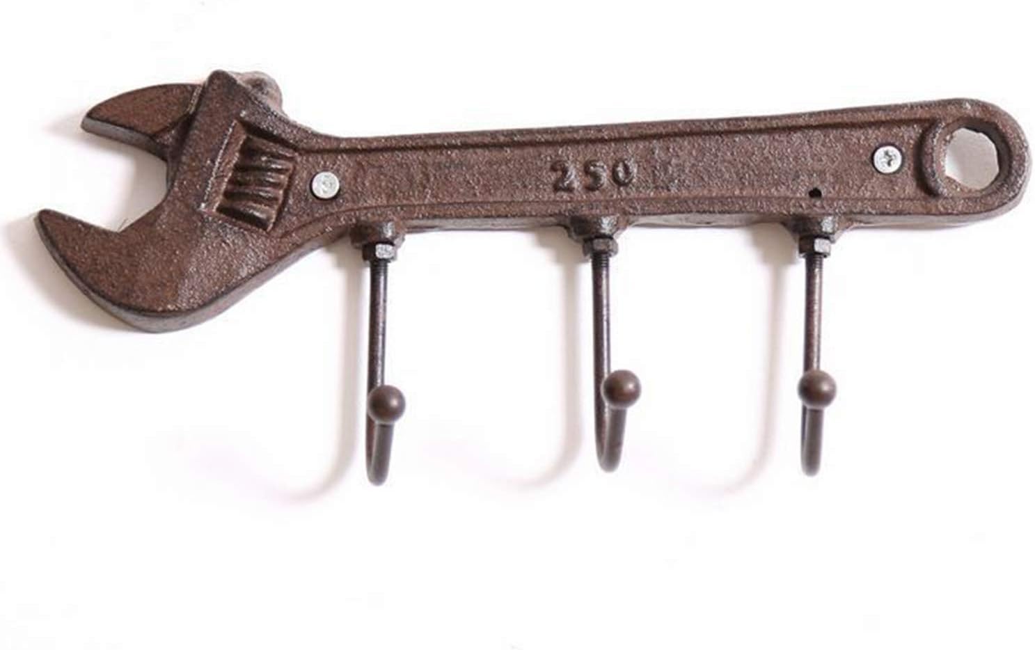 Unique Cast Iron Wrench Spanner Shape Key Rack Holder Hooks-Decorative Wall Mounted Retro Vintage Style Hanger (Wrench Shape Hook)