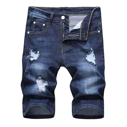 Allthemen Herren Denim Jeans Shorts Sommer Kurze Hose