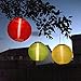 3 Solar Hanging Nylon Lanterns, Red, Yellow, and Green, 12