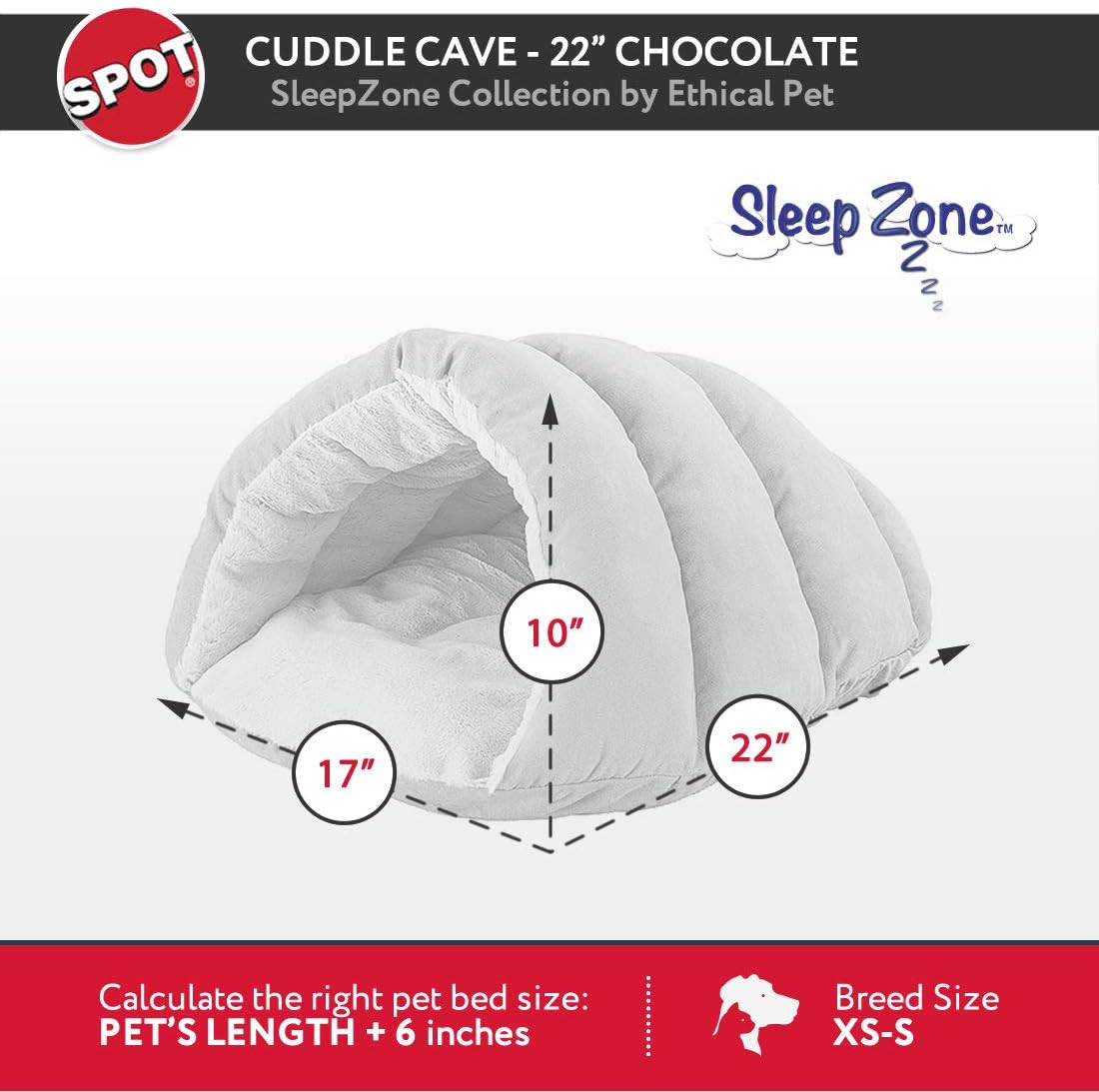 SPOT Ethical Pets Sleep Zone Cuddle Cave - 22” Chocolate - Pet Bed for Cats and Small Dogs - Attractive, Durable, Comfortable, Washable, Cuddle Cave Pet Bed, 22x17 : Pet Supplies