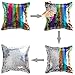 URSKYTOUS Reversible Sequin Pillow Case Decorative Mermaid Pillow Cover Color Changing Cushion Throw Pillowcase 16” x 16”,Rainbow and Silver