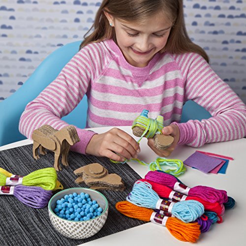 61%2B7K3p9twL - Craft-tastic - Farm Yarn Babies Kit - Craft Kit Makes 3 Yarn-Wrapped Animals - Foal, Lamb &amp; Piglet