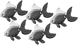 uxcell 5 Piece Plastic Floating Fish Aquarium Décor, Mini, Gray Silver Tone