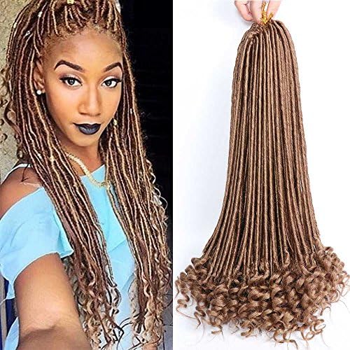 lifabeauty 18 Inch 6 packs faux locs crochet hair loose curly wand curl dreadlocs synthetic hair extension 24 strands/pack (27#)