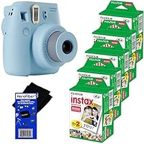 Fujifilm Instax Mini 8 Instant Film Camera (Blue) + Fujifilm Instax Mini Instant Film (100 sheets) + HeroFiber Ultra Gentle Cleaning Cloth