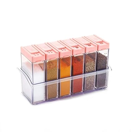 Machak Spice Jar 6 Pcs Set, Easy Flow Storage, Idle for Kitchen- Storage Box Container (Color May Vary)