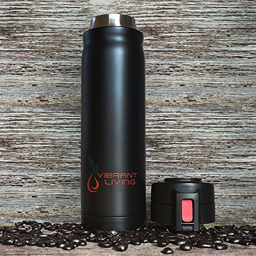 Vibrant Living Stainless Steel Vacuum Insulated Travel Mug with Push