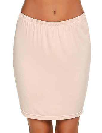 ADOME Damen Unterröcke Miederrock Rock Halbrock Underskirt Miederkleid Lingerie Unterkleid Unterwäsche Dessous Kleid, Aprikos