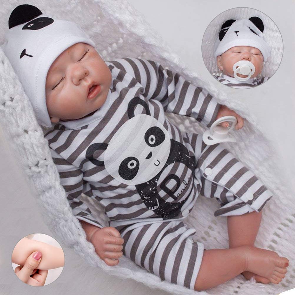 Prezzo TOYSBBS Realistica 20 inch 50 cm Bambole Reborn Maschio Silicone Vinyl Toddler Neonato bambolotti Regalo con Occhi Chiusi Accessori di Vestiti del Panda del Fumetto (Certificazione EN71) Offerte