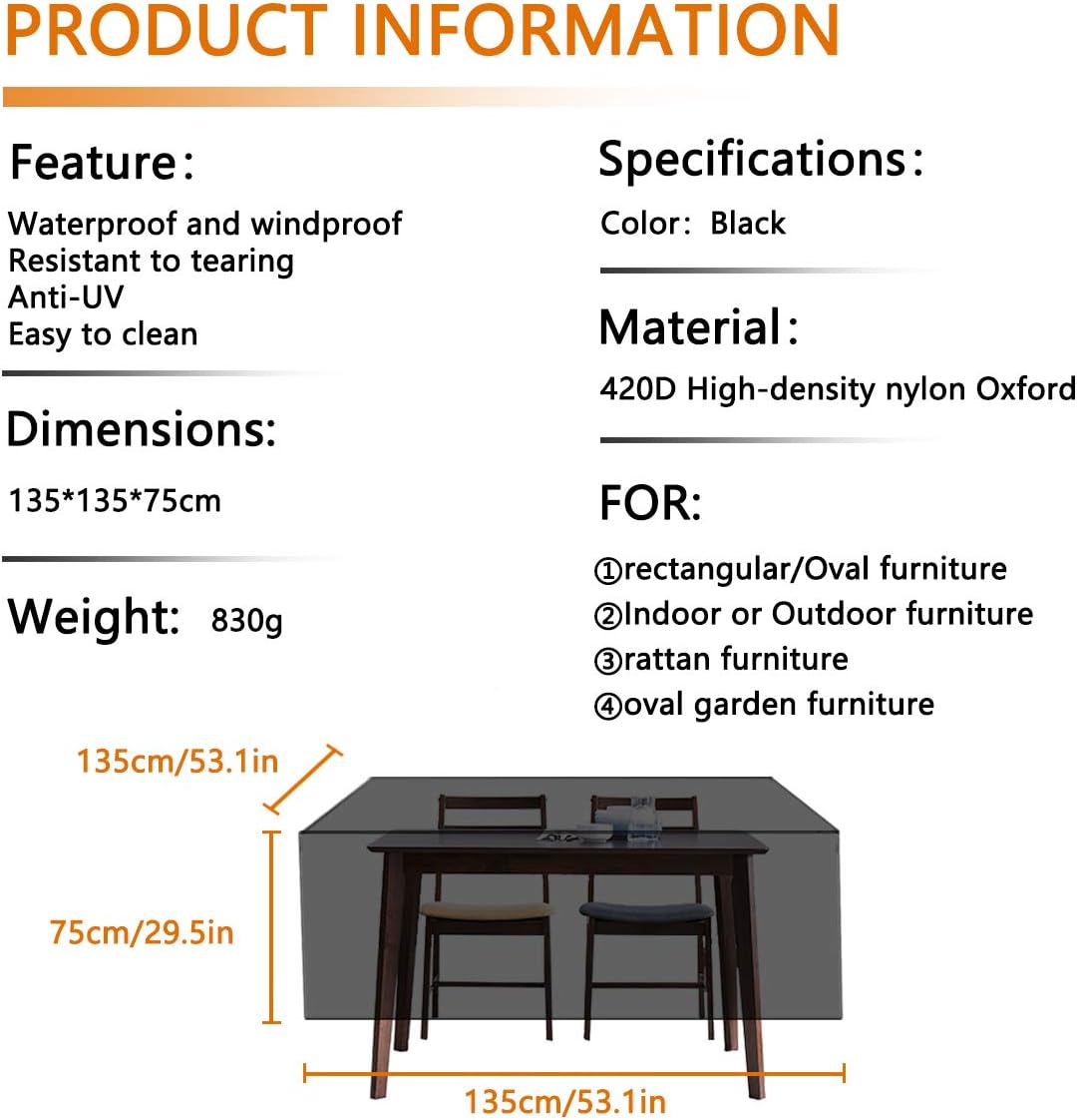 Patio Furniture Covers Waterproof For Garden Seating Group 420d Oxford Fabric Anti Uv Protective Cover For Garden Tables And Furniture Sets Viflykoo Garden Furniture Covers 135 135 75cm Furniture Sets