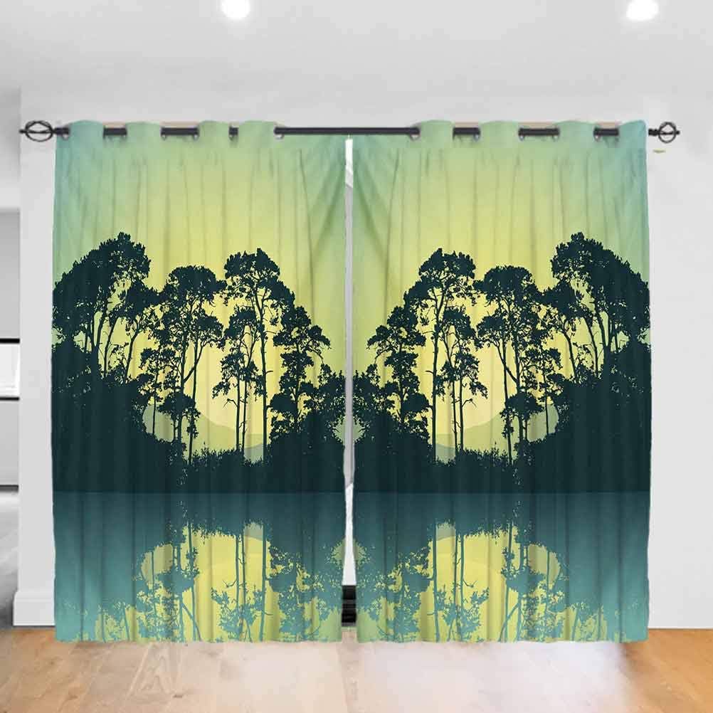 Forest door window curtain，sun block curtains Mystic Forest