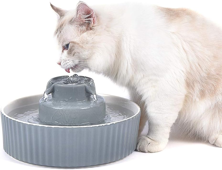 Cepheus 360 Ceramic Pet Fountain, Advanced Porcelain Cat