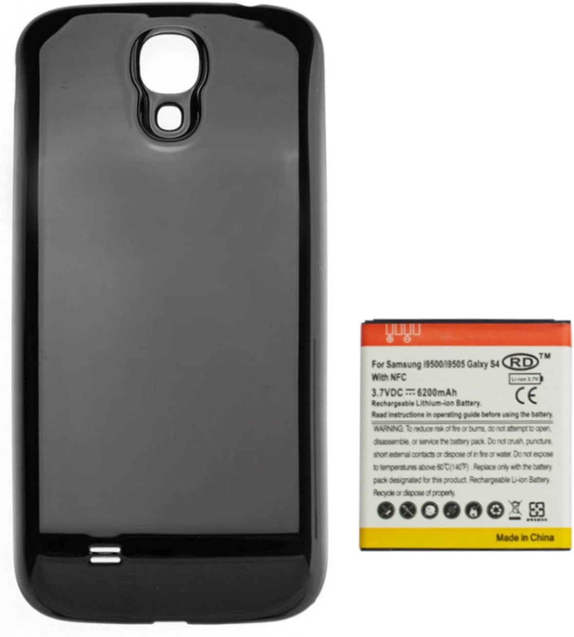 6200mAh Batería Extendida con Carcasa Negra para Samsung Galaxy S4 GT-i9500, GT-i9505, SGH-M919, SCH-i545, SGH-i337, SPH-L720