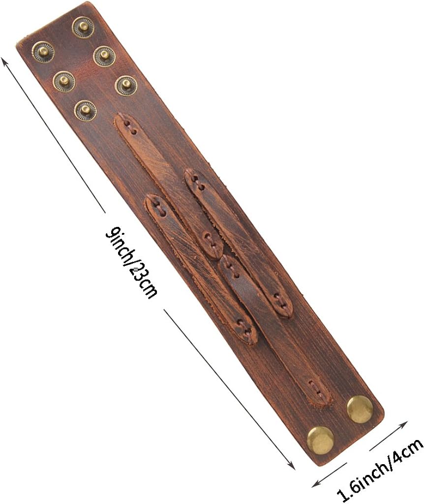 GelConnie Brown Leather Cuff Bracelet Punk Belt Braided Wrap Bracelet Viking Bangle Handmade Woven Wristband for Women, Men LPB005: Jewelry