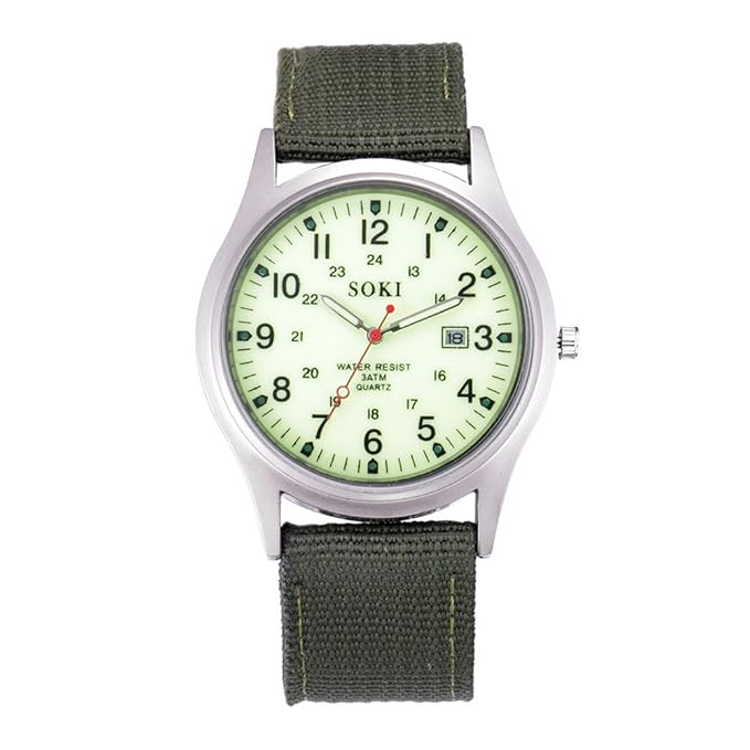 IG-Invictus Military Army Men Datum Canvas Band Edelstahl Sport Quarz-Armbanduhr SOKI Canvas Kalender Uhr