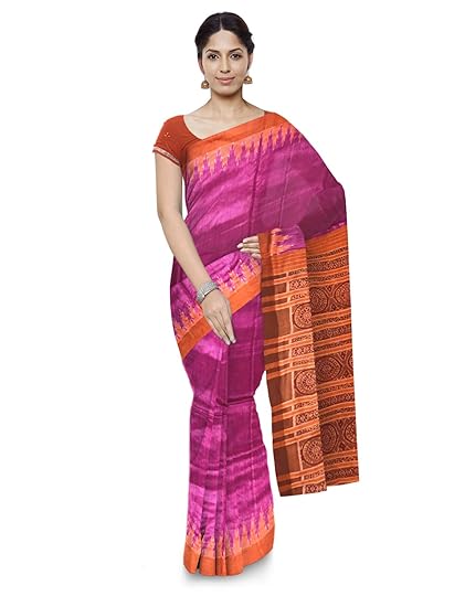 Odisha Handloom Ikkat Womens Tussar Saree (Maroon, orissa art 56)