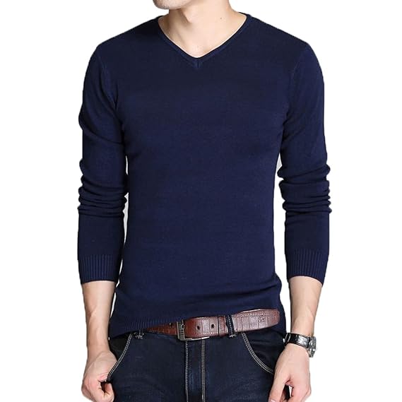 Amazon スキダヤ Sukidaya メンズ Vネック セーター ニットクルー