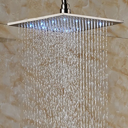 Senlesen Rainfall 16-inch Square Shower Head High Pressure Top Spray Without Shower Arm Ceiling Mount Brushed Nickel