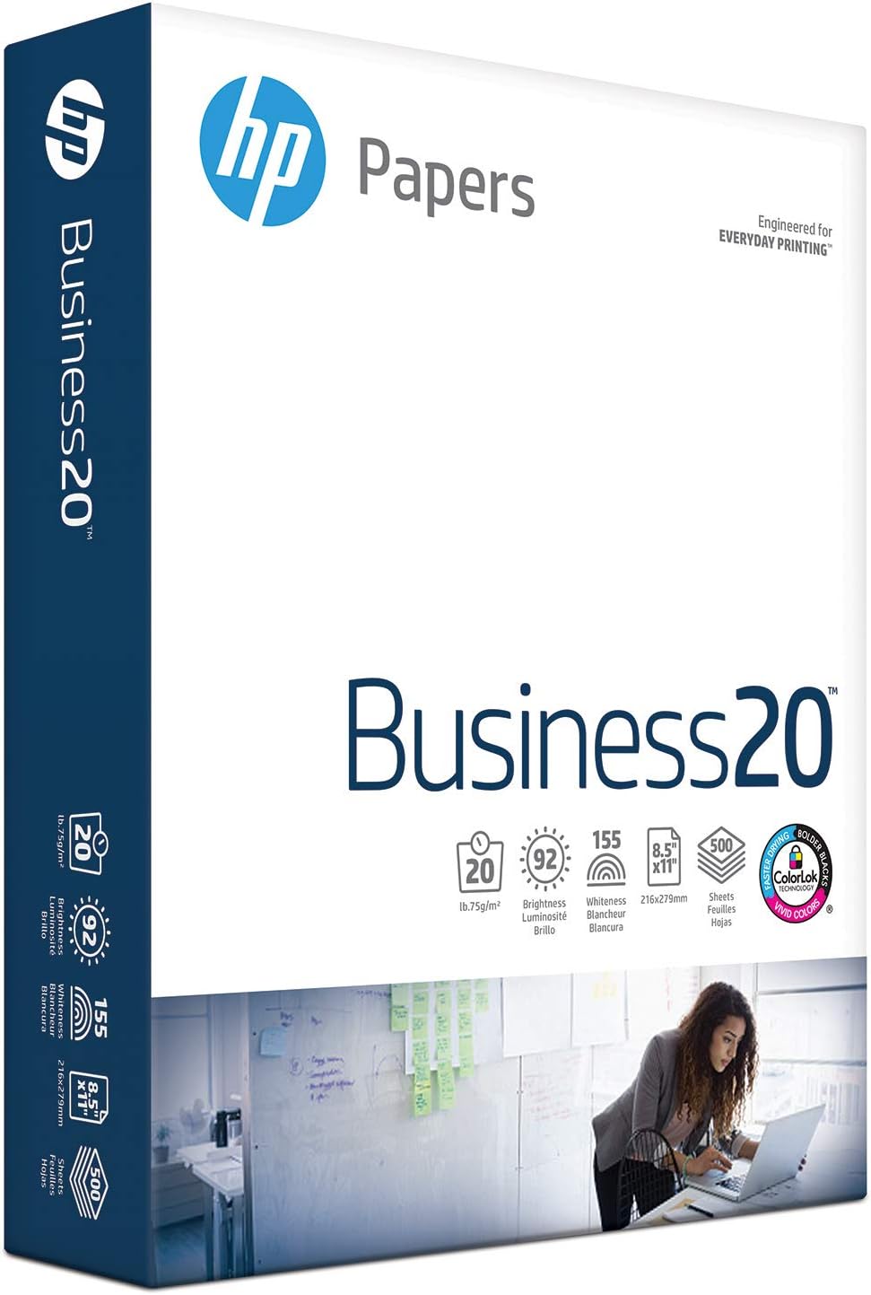 HP Printer Paper | 8.5 x 11 Business Copy Paper | 1 Ream - 500 Sheets | 92 Bright | Made in USA | Diversity Product, Minority-Owned Business, MBE (208000R)
