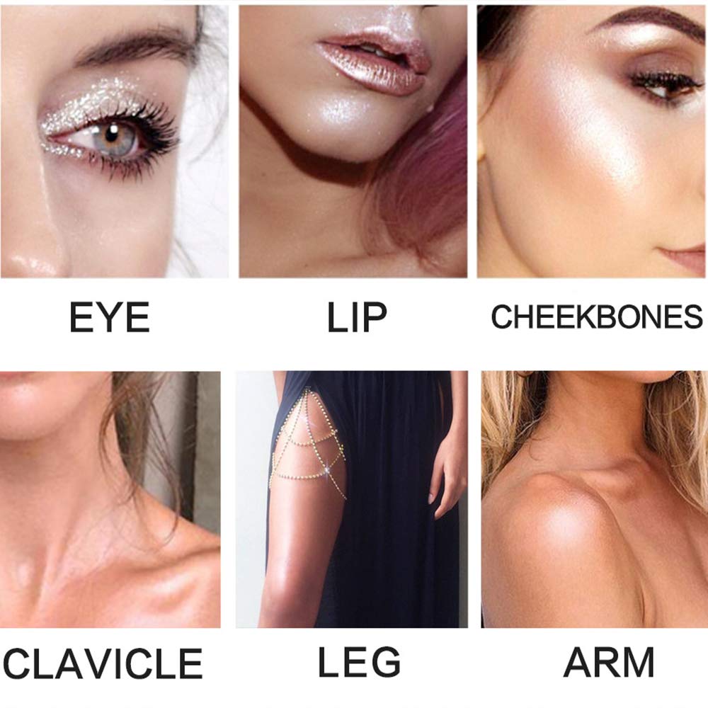 QiBest Glow Highligher Powder Highlighting Illuminating Shimmer Loose Powder (dark)