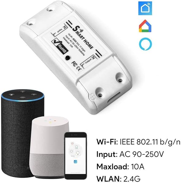 RHNE Interruptor Inteligente WiFi Temporizador de Interruptor Universal para la aplicacin Smart Life Alexa Google Home Blanco