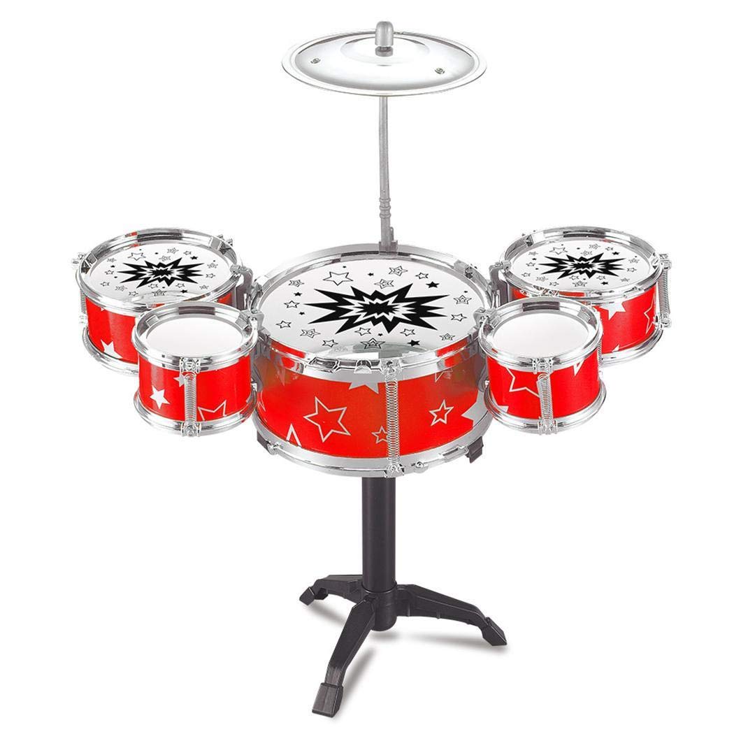 Xixou Kids Deluxe Jazz Drums Kit Musical Instrument Toy with Cymbal Stool Christmas Birthday Gift