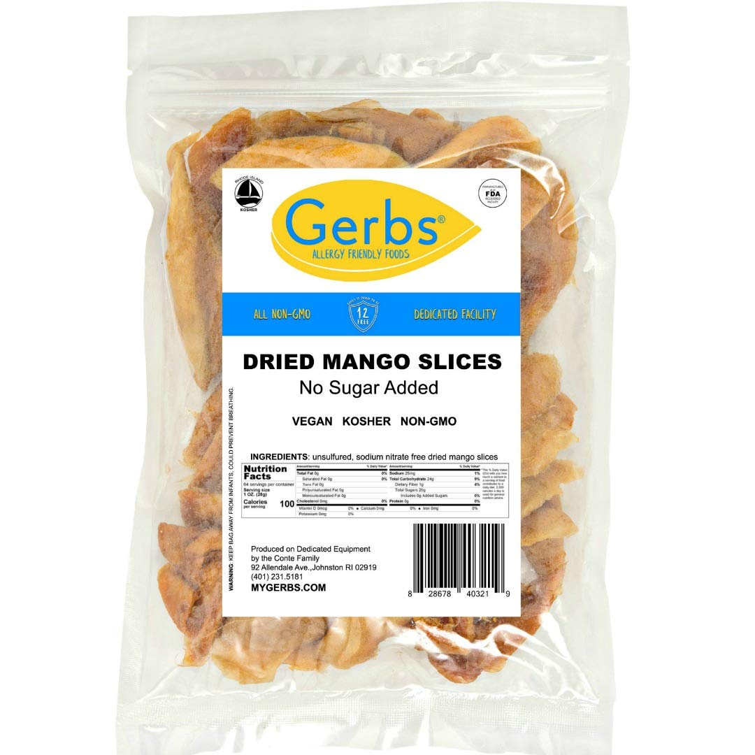 GERBS Unsweetened Dried Mango Slices, 64 ounce Bag, Unsulfured