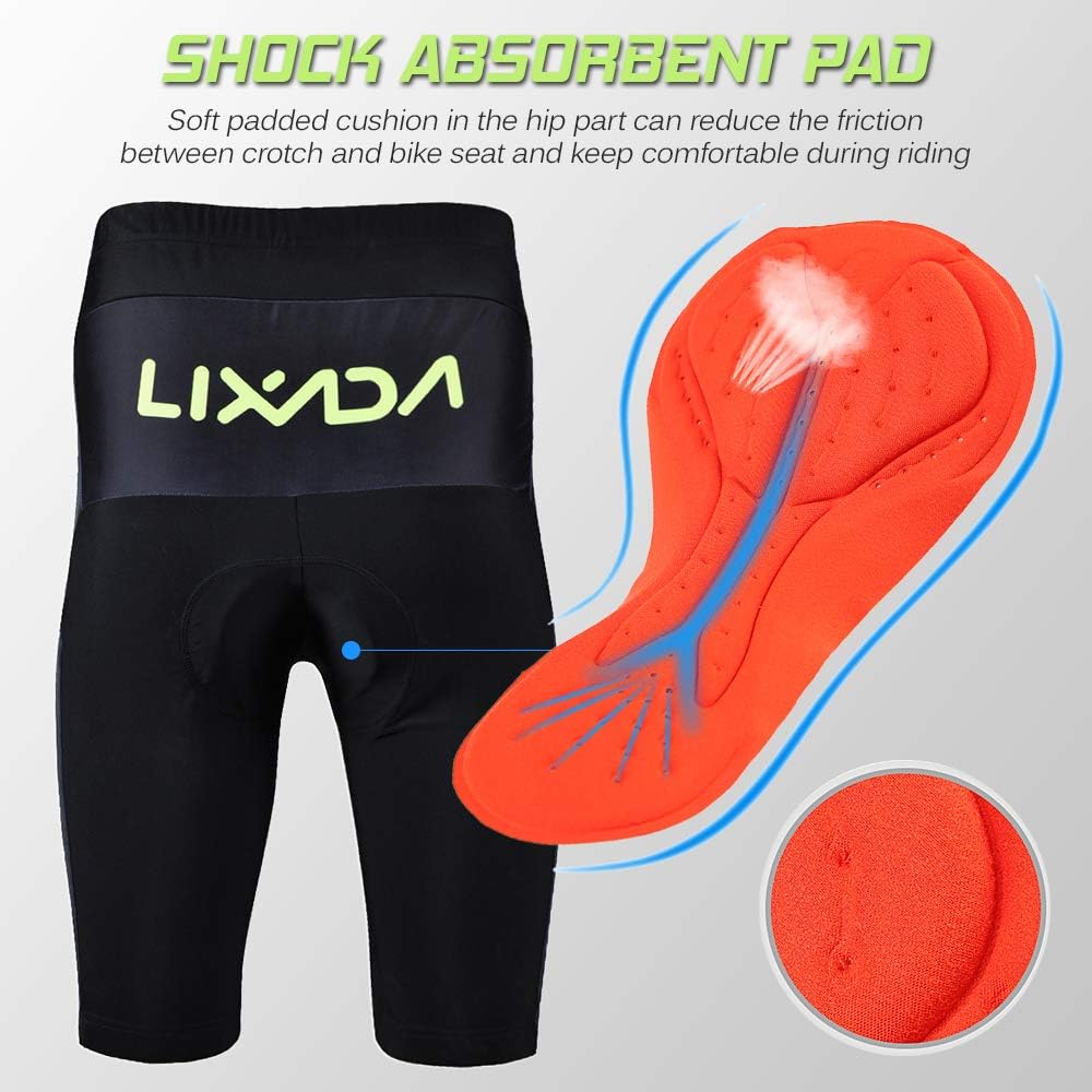 Lixada Men's Cycling Jersey Set Bicycle Short Sleeve Set Quick-Dry Breathable Shirt+3D Cushion Shorts Padded Pants/Bib Short: Sports & Outdoors