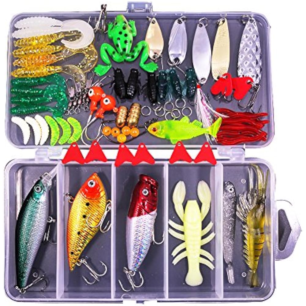 NEW Topwater Lures 77Pcs Fishing Kit Set For Bass,Trout,Salmon