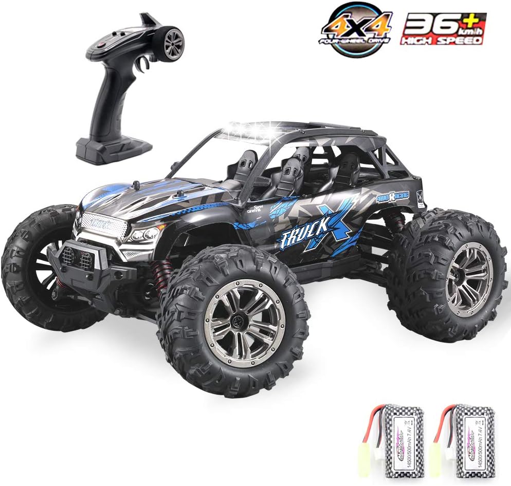 GMAXT Rc Cars,9137 Remote Control Car,1/16 Scale 36km/h,2.4Ghz 4WD High Speed Off-Road Vehicles with Car Light and 2 Rechargeable Batteries,Give The Child Best Choice