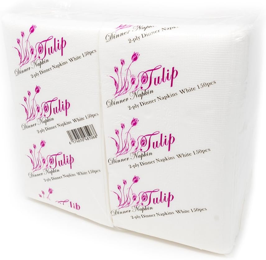EDI 2-Ply 150 Count White Paper Dinner Napkins virgin Family Pack 1/8 Fold (1)