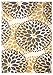 Rugshop Modern Yellow Floral Circles Design Area Rug – Elegant Non-Shedding, 2' x 7' for Living Room, Bedroom, Dining Room, Kitchen
