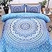 NTBED Bohemian Comforter Sets Queen Lightweight Soft 3-Piece Microfiber Bedding Boho Mandala Medallion Printed Quilt Set with 2 Matching Pillowcases (Blue, Queen)