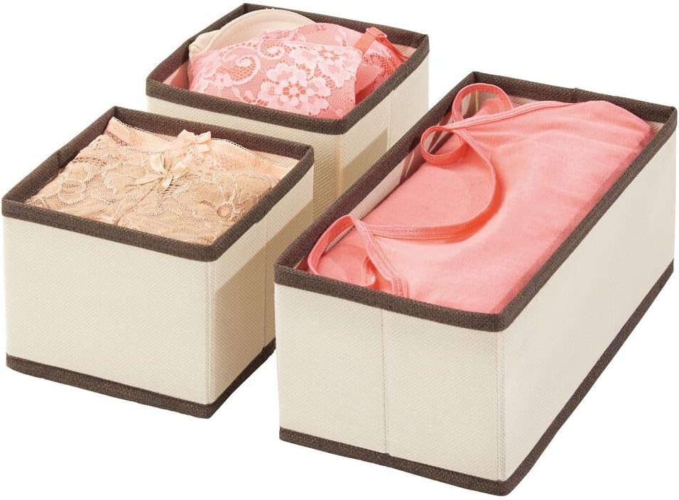 mDesign Juego de 3 cajas organizadoras – Cestas de tela ...
