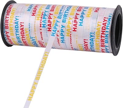 Ultnice Joyeux Anniversaire Ballon Bolduc Ruban De Papier Cadeau Ondules Rouleau De Ruban 91 4 M Rubans Loisirs Creatifs