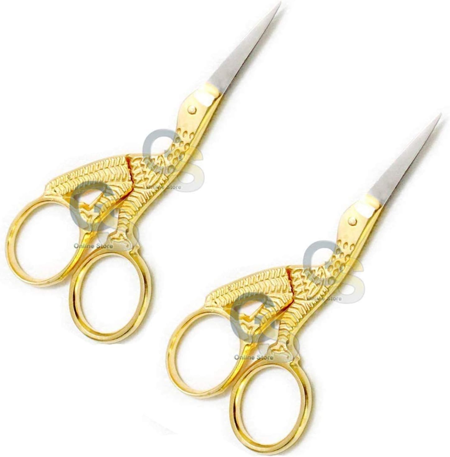 G.S Bird Scissors Crane Design 3.5 Inch Small Gold Scissors