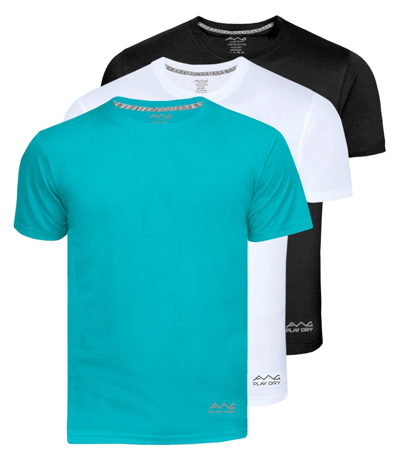 awg - all weather gear men's polyester half sleeve combo of 3 t-shirt