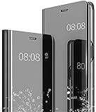BIGZOOK® Luxury Clear View Electroplate Mirror Protective Leather Flip Cover for Samsung Galaxy J7 Pro (Black)