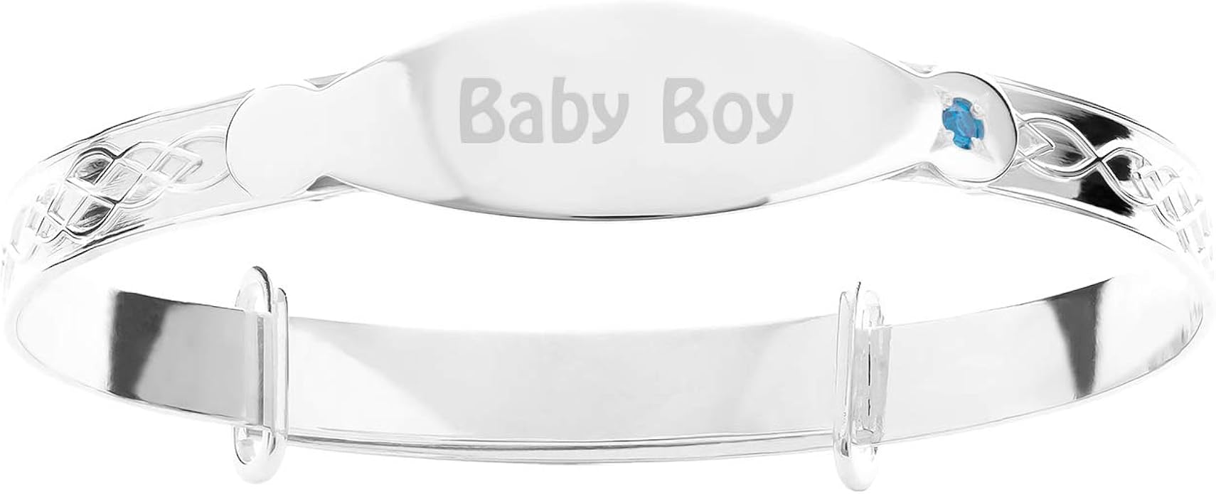 Dolce Valentina 925 Sterling Silver Baby Boy Engraved CZ Christening