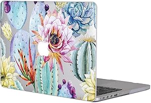 Case for MacBook Air 11 Inch - L2W Hard Plastic Printed Cover Compatible with MacBook Air 11.6" with Two USB 3 Ports, Model: A1465/A1370, Protective Translucent Slim Shell Cactus Right