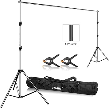 Amazon Emart 背景スタンド 写真撮影用 280cm X 300cm 調整可能 撮影スタンド キャリーバッグと２個強力クランプ付き 大型 背景サポートシステム アルミ製 撮影スタジオや撮影用背景布に対応 バックペーパー 背景布 通販