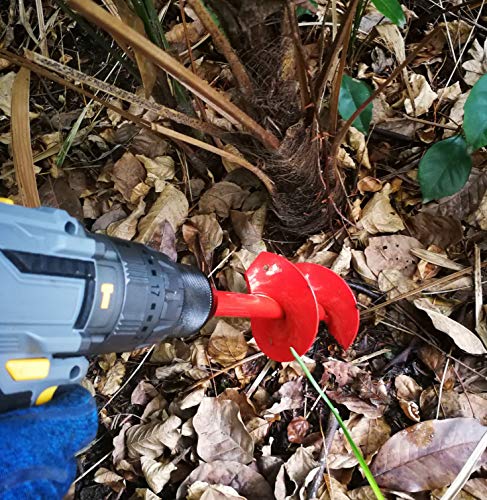 STEAD & FAST Bulb Auger 3.0" x 9" with 1/3" Hex Drive, Garden Auger for Planting Bulbs and Grass, Bedding, Hole Digging, Solid Carbon Steel, Red
