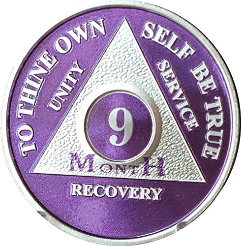 9 Month Purple Silver Plated AA Medallion Chip