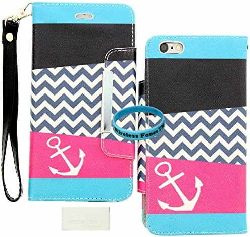 iPhone 6S Plus Case iPhone 6 Plus Case, Wireless Fones TM Leather P U Wallet Phone Case [Card Slot] [Wallet] Carry-All Case - for Apple iPhone 6 Plus and iPhone 6S Plus Devices (Color Block Anchor)