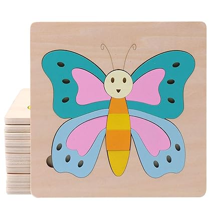 Adeeing Cartoon Wooden Jigsaw Puzzel Kids Educational Toy Macaron Color