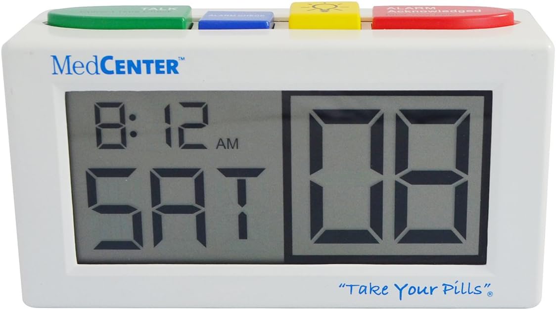 e-Pill 4 Alarm MedCenter Talk with 7 Day x 4 Compartments per Day Weekly Pill Organizer - Large: Health & Personal Care