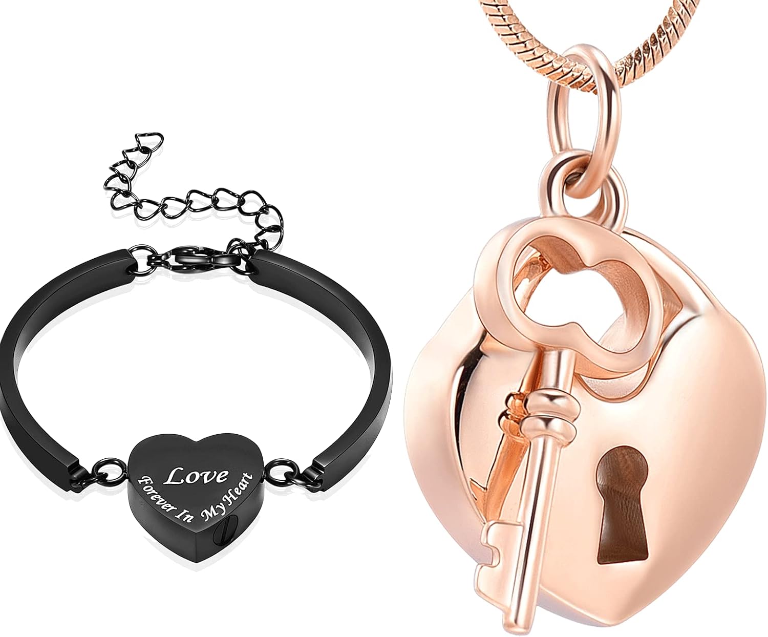 2PC Cremation Urn Bracelet for Ashes for Women Stainless